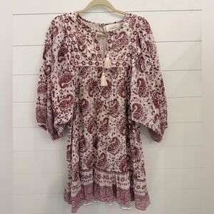 CLEOBELLA Magdalena Boho Block Print Mini Dress Size Large